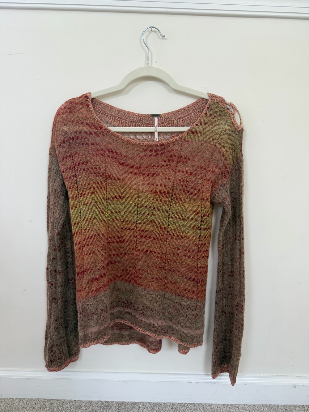 Cashmere Free People Multicolor Chevron Knit Women's Sweater